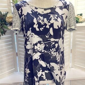 MaxMara Black Abstract Graphic Relaxed Blouse Med 1317